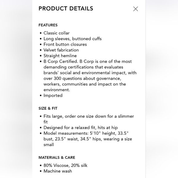 Eileen Fisher Velvet Oversized Button Down Long Shirt Tunic Size Small - Picture 5 of 8